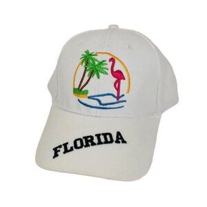 Florida Vacation Hat Baseball Cap Palm Tree Flamingo Travel Destination